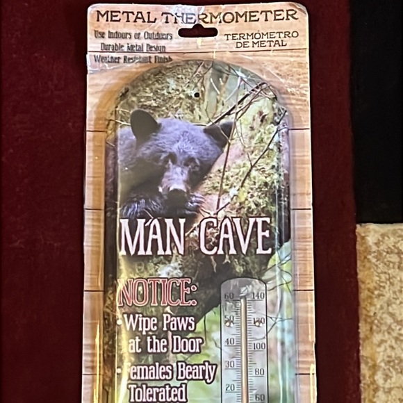 Man Cave Bear Metal Thermometer FIRM NO OFFER - Picture 4 of 15